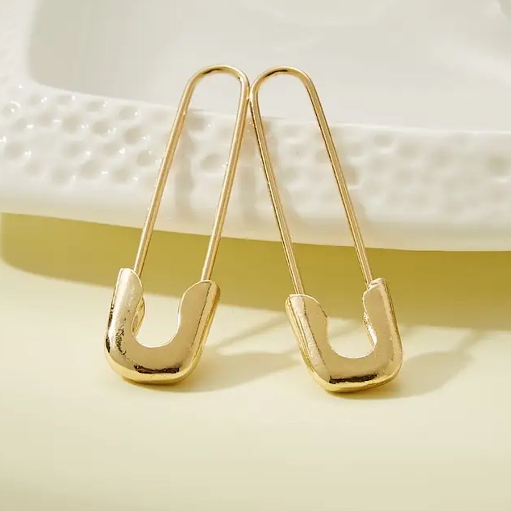 Gold Safety Pin Earrings